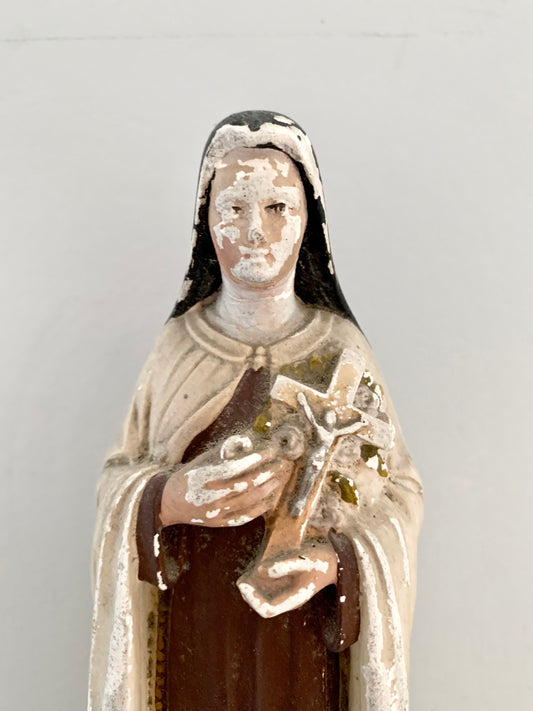 Antik Fransk Sct Terese Figur, Brun