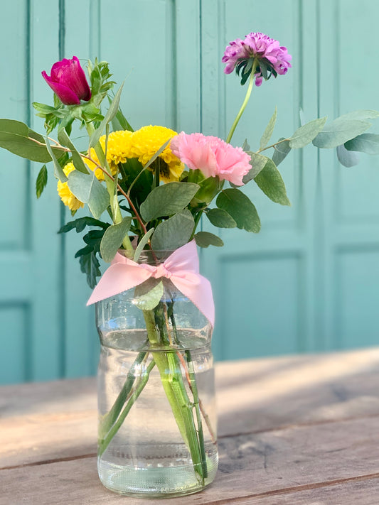 Glas med blomster, Farverigt